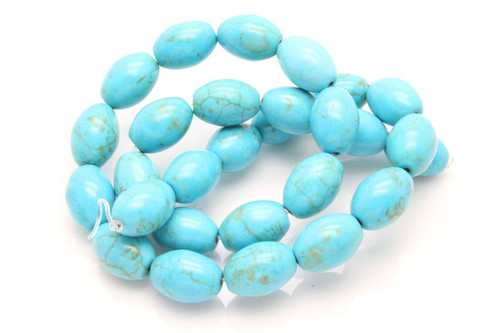 10x14mm Blue Turquoise Rice Beads 15.5" stabilized [t2b10]