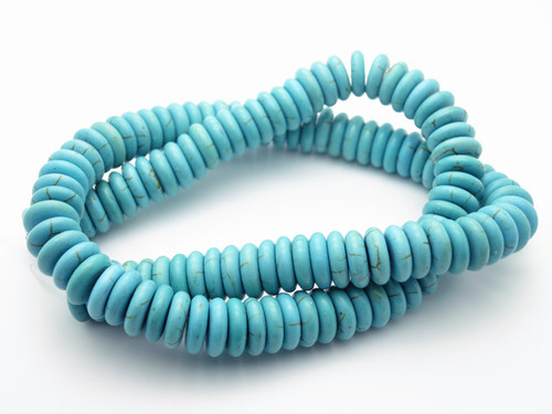 10mm Blue Turquoise Rondelle Beads 15.5" stabilized [ts108]