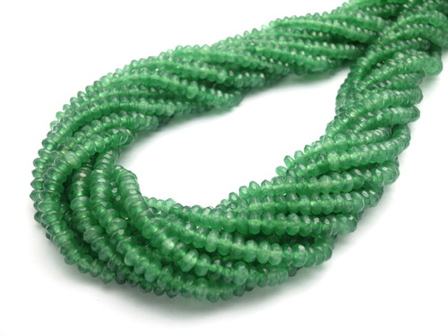 4mm Green Jade Faceted Rondelle Beads 15.5" natural [sc1b15]