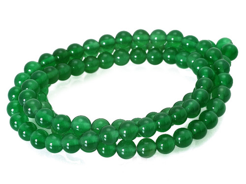 4mm Green Agate Round Beads 15.5" dyed [4f13]