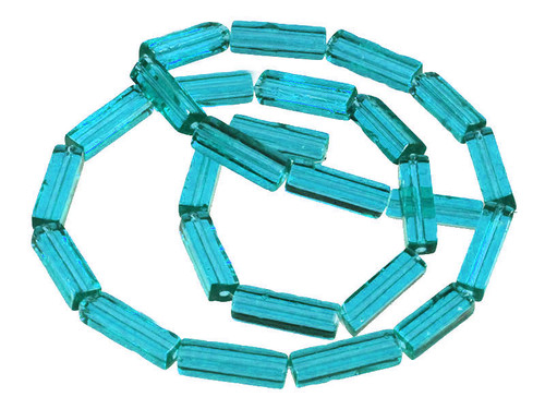 4x13mm Aquamarine Cube Beads 15.5" synthetic [u81a34]