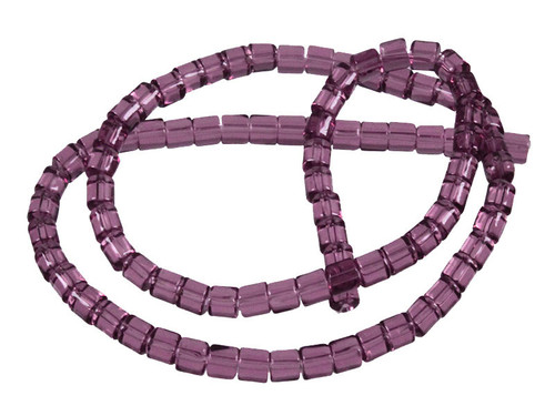 4x4mm Amethyst Tube Beads 15.5" synthetic [u77a6]