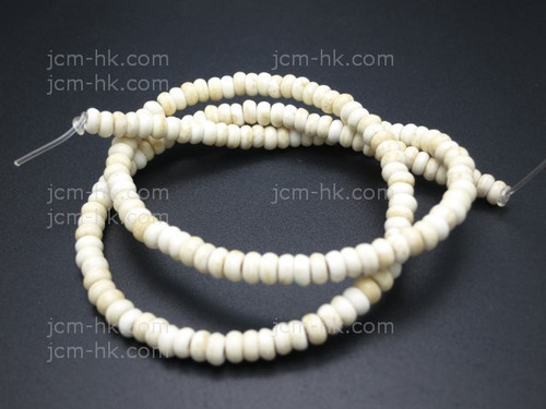 6mm White Turquoise Rondelle Beads 15.5" stabilized [t3w6]