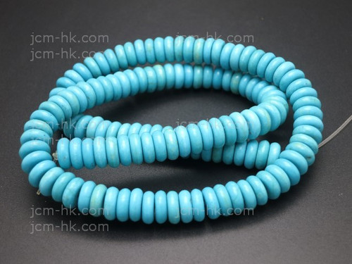 8mm Blue Turquoise Rondelle Beads 15.5" stabilized [ts105]