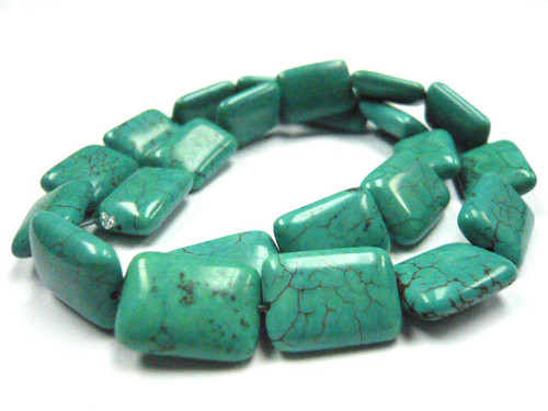 15x20mm Green Turquoise Puff Rectangle Beads 15.5" stabilized [t8g15]