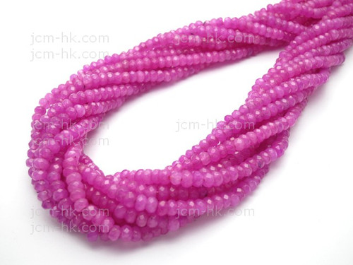 4mm Fuchsia Jade Faceted Rondelle Beads 15.5" dyed [h6b73-4]