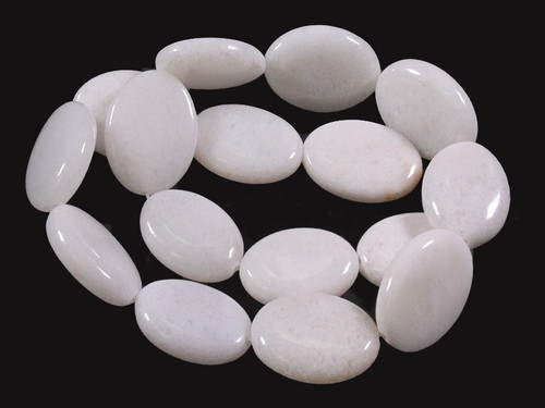 20x26mm Snow Jade Oval Beads 15.5" natural [wa285]