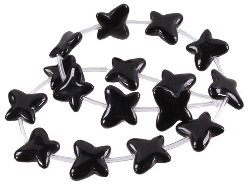 14x16mm Black Obsidian Butterfly Beads 15.5" [u36]