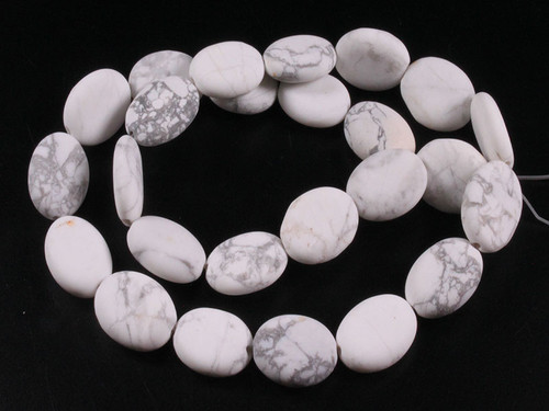 12x16mm White Howlite Oval Beads 15.5" natural [w348]