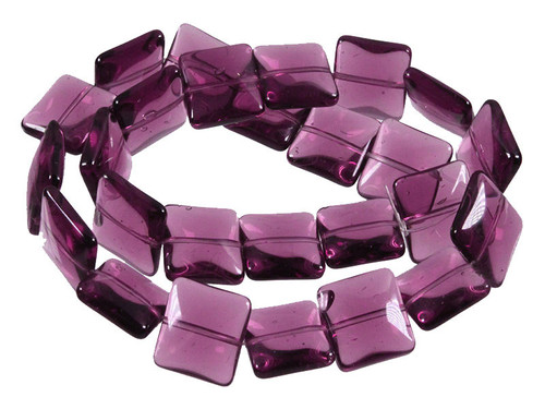 14mm Amethyst Puff Square Beads 15.5" synthetic [u83a6]