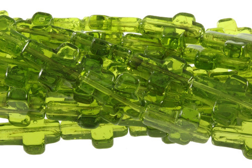 12x16mm Green Quartz Cross Beads 15.5" synthetic [u89a37]