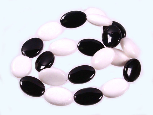 13x18mm White Black Obsidian Oval Beads 15.5" [wa410]