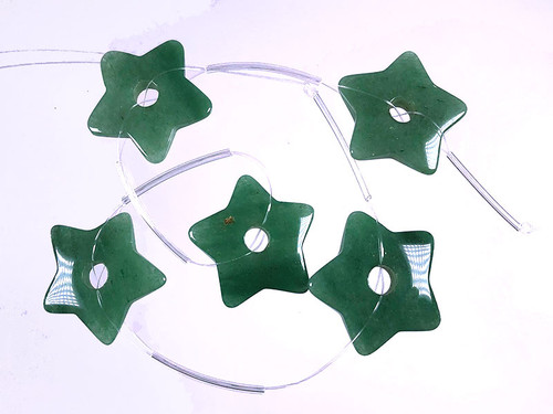 32mm Aventurine Star Donut Beads 15.5" natural [s599]