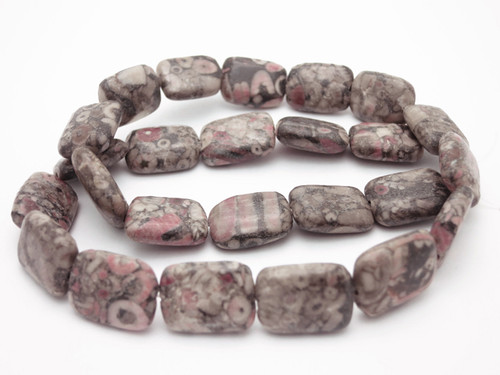 12x16mm Fossil Jasper Puff Rectangle Beads 15.5" natural [s8b37-12]