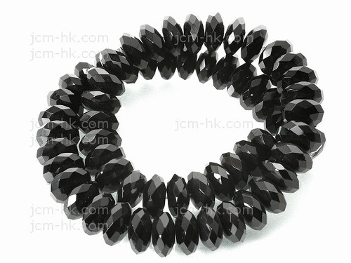 8x6mm Onyx Obsidian Faceted Rondelle Beads 15.5" [h6b65-8]