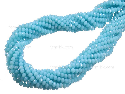 4mm Aqua Quartz Faceted Rondelle Beads 15.5" synthetic [h6a70-4]