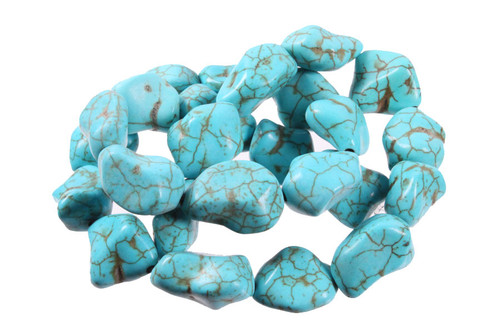 14-16mm Turquoise Nugget Beads 15.5" stabilized [t9b16a]
