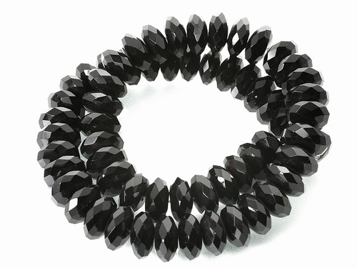 12x8mm Onyx Obsidian Faceted Rondelle Beads 15.5" [sc5b65]