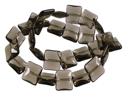 14mm Smoky Topaz Puff Square Beads 15.5" synthetic [u83a8]