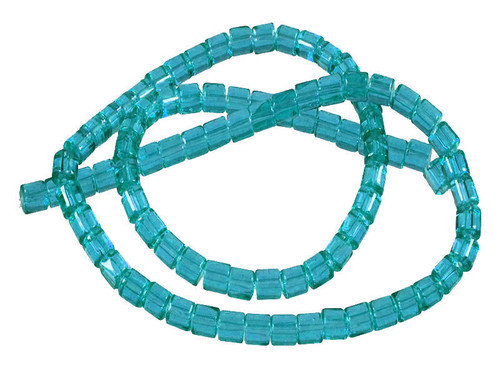 4x4mm Aquamarine Tube Beads 15.5" synthetic [u77a34]