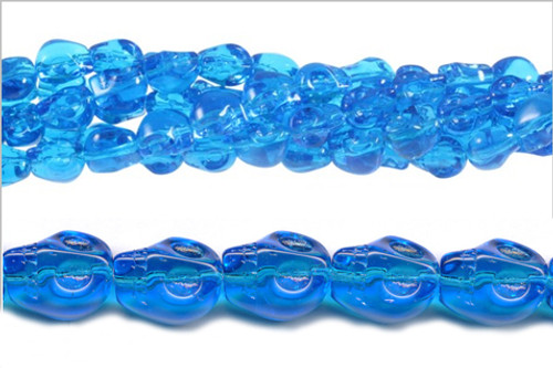 12mm Aquamarine Skull Beads 15.5" synthetic [u91a34]