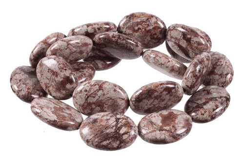 15x20mm Brown Agate Puff Oval Beads 15.5" natural [s7b4a-15]