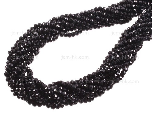 4x3mm Onyx Obsidian Faceted Rondelle Beads 15.5" [h6b65-4]