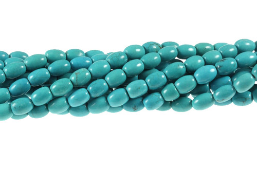 8x12mm Blue Turquoise Rice Beads 15.5" stabilized [t2b8]