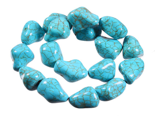 20-22mm Blue Turquoise Nuggets Beads 15.5" stabilized [t9b22]