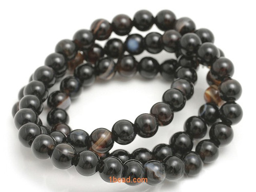 4-4.5mm Black Gray Agate Round Beads 15.5" natural [4d42]