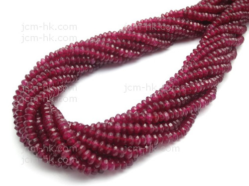 4mm Ruby Jade Faceted Rondelle Beads 15.5" dyed [h6b76-4]