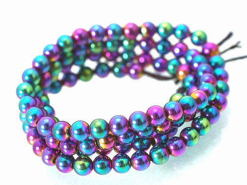 4mm Hematite Rainbow Round Beads 15.5" synthetic [4a21r]