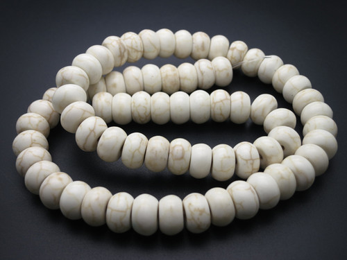 10mm White Turquoise Rondelle Beads 15.5" stabilized [t3w10]