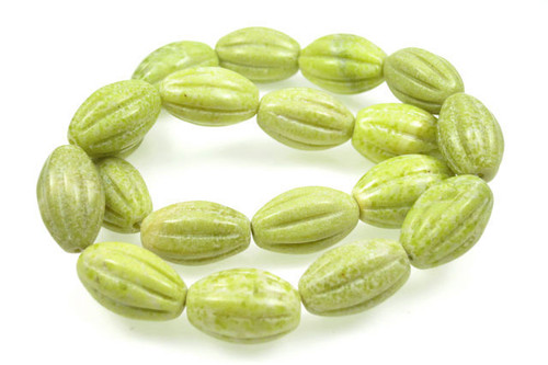 14x20mm Peridot Jasper Oval Melon Beads 15.5" natural [w418]