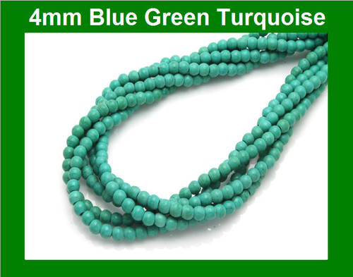 4mm Blue Turquoise Round Beads 15.5" stabilized [t1b4]