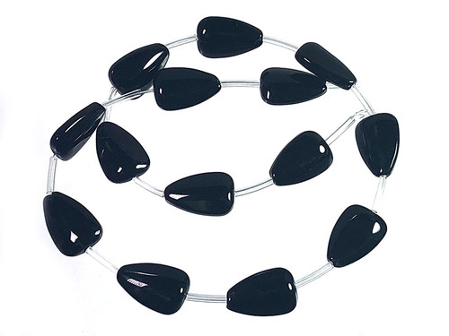 12x16mm Black Obsidian Puff Heart Beads 15.5" [u51]