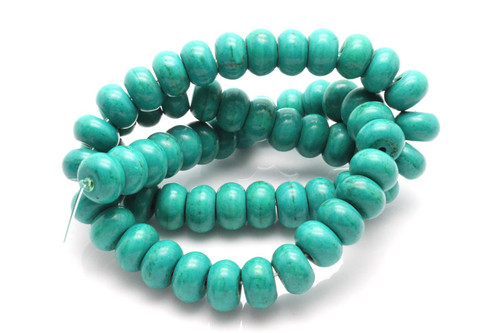 10mm Tibetan Turquoise Rondelle Beads 15.5" stabilized [t3c10]