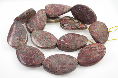 20x30mm Red Leopard Skin Twisted Oval Beads 15.5" natural [w444]