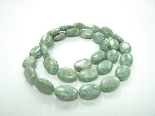 8x12mm China Jade Puff Oval Beads 15.5" natural [r11a27]