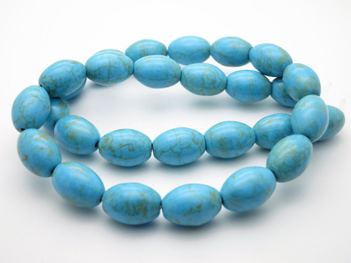 10x14mm Blue Turquoise Rice Beads 15.5" stabilized [ts128]