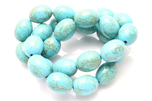 12x18mm Blue Turquoise Rice Beads 15.5" stabilized [t2b12]