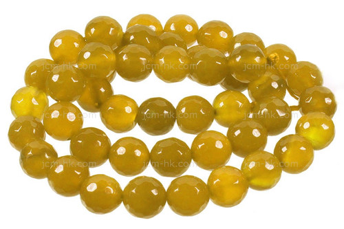 10mm Yellow Chalcedony Faceted Round Beads 15.5" dyed [c10b92]