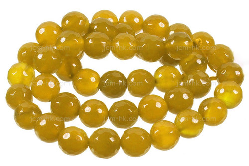 12mm Yellow Chalcedony Faceted Round Beads 15.5" dyed [c12b92]