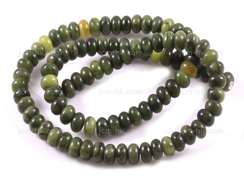 8mm Nephrite Jade Rondelle Beads 15.5" natural [h3a18-8]