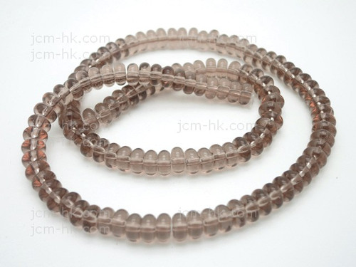 6x4mm Smoky Quartz Rondelle Beads 15.5" synthetic [h3a8-6]