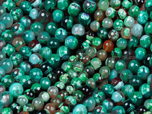 4mm Green Faceted Fire Agate Round Beads 15.5" dyed [4g2g]