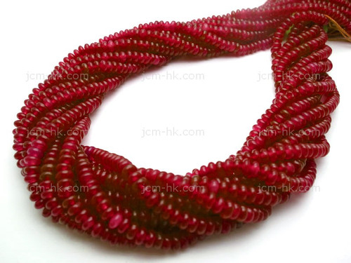 4mm Ruby Jade Rondelle Beads 15.5" dyed [h3b76-4]