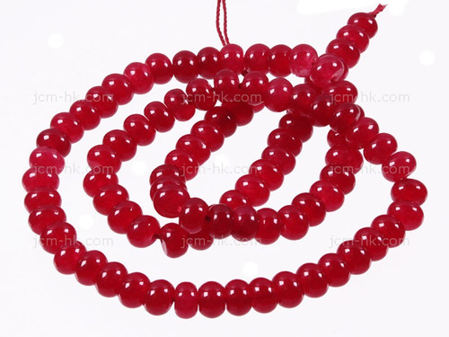 8mm Ruby Jade Rondelle Beads 15.5" dyed [h3b76-8]