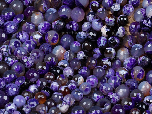 4mm Purple Faceted Fire Agate Round Beads 15.5" dyed [4g2p]