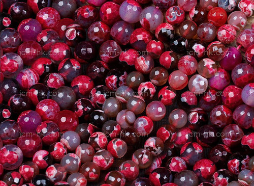 4mm Red Faceted Fire Agate Round Beads 15.5" dyed [4g2r]